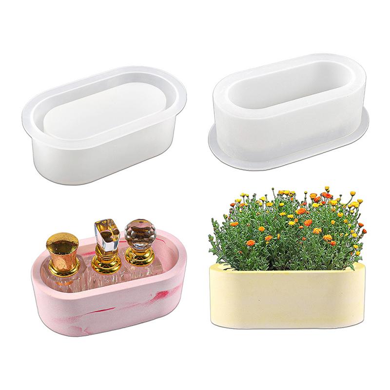 Rectangular Storage Box Silicone Mold Diy  Epoxy Glue Mold Elliptical Succulent Flower Pot Gypsum Cement Mold