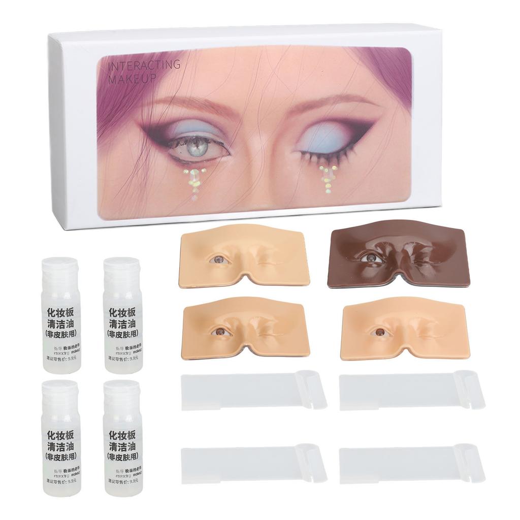 Make-up Übungsgesicht Wiederverwendbar 3D Geschlossene Offene Augen Silikon 4 Hautfarben Realistisches Make-up Mannequin