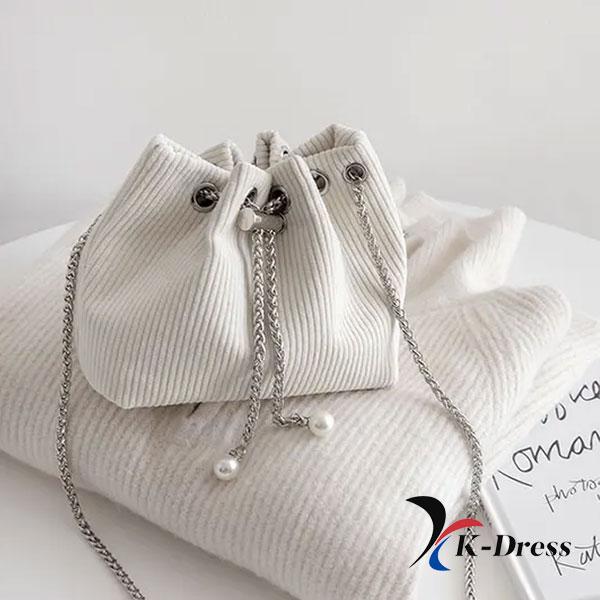 Corduroy Chain Mini Bucket Bag (1 Color)