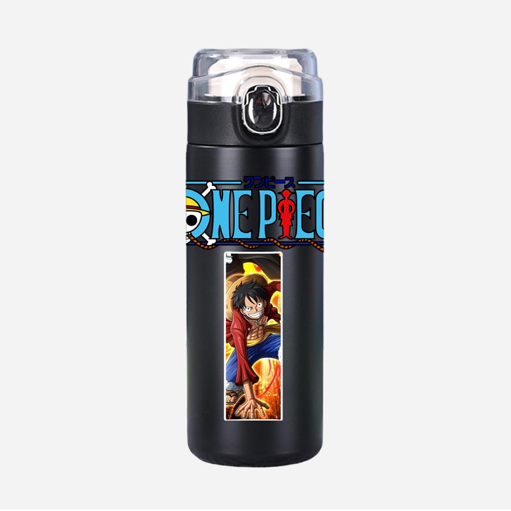 Anime Cartoon Printed Black Thermos Cup Portable Stainless Steel 400Ml Water Bottle Leak Proof Camping Water Cup Gift