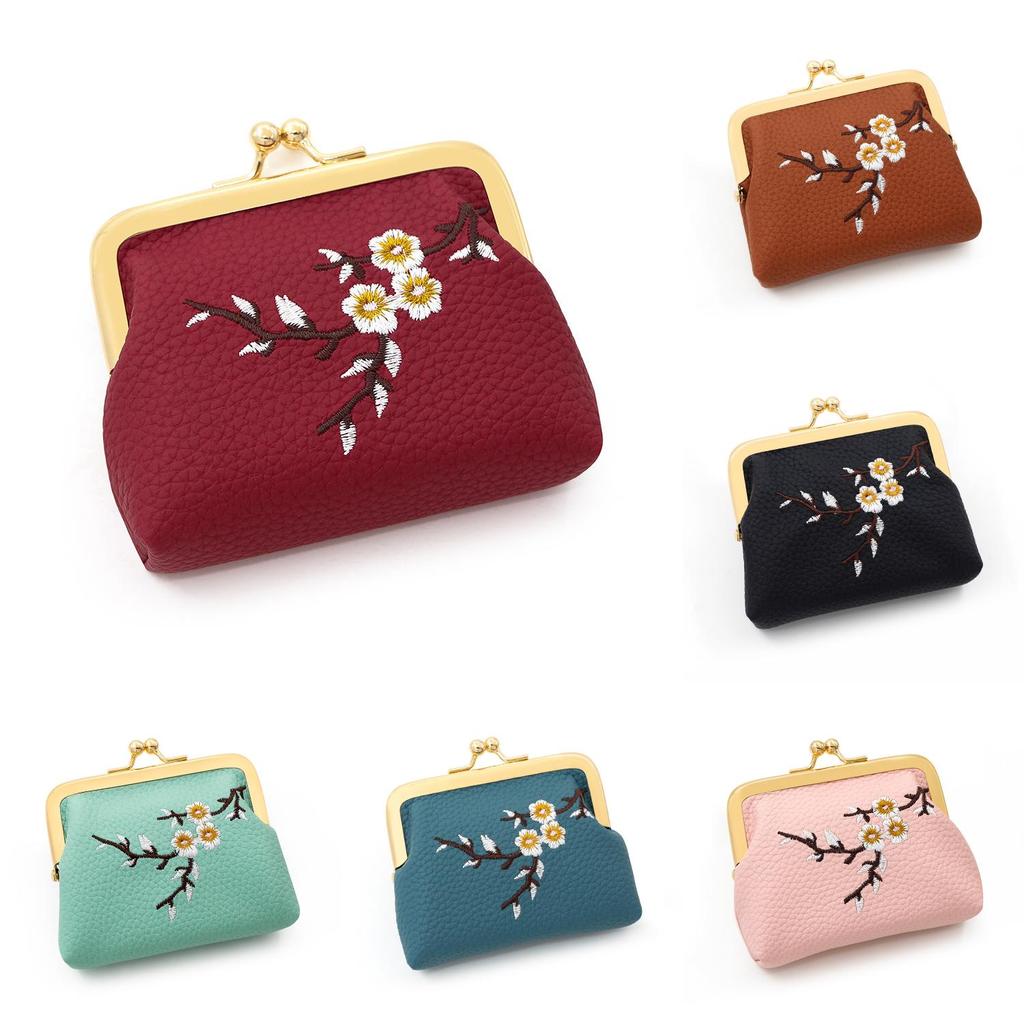 Chinese Style Embroidered Coin Purse With Flower Pattern For Women Daily Use