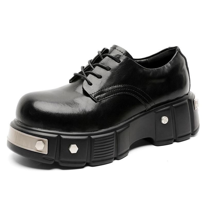 

Мужские кожаные туфли с большой головой Роскошный дизайнерский стиль Работа и офис Улица Мода Повседневные туфли на высокой подошве Новые 44