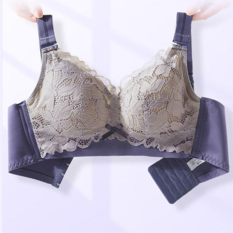 Women's Lace Full-Cup Wirefree Bra – Supportive, Breathable, Anti-Sag, Plus Size, Beautiful Back Design