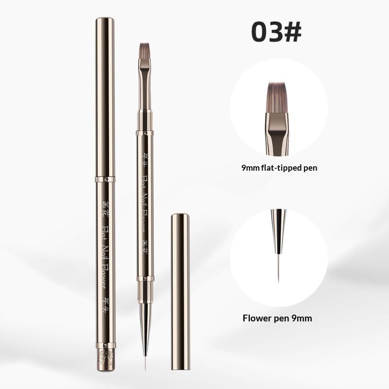Double Head Nail Brush Metal Handle Uv Gel Liner Brush Painting Drawing Pen Crystal Acrylic Nail Art Manicure Brushes Tool