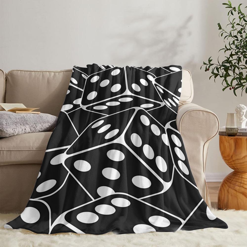 

GUOYU Blanket Dice Black BALL Poker Throw Soft Flannel Throw Summer Blanket Lightweight Cozy Nap Blanket For Sofa Bed Travel 75x100cm (30x40inch)