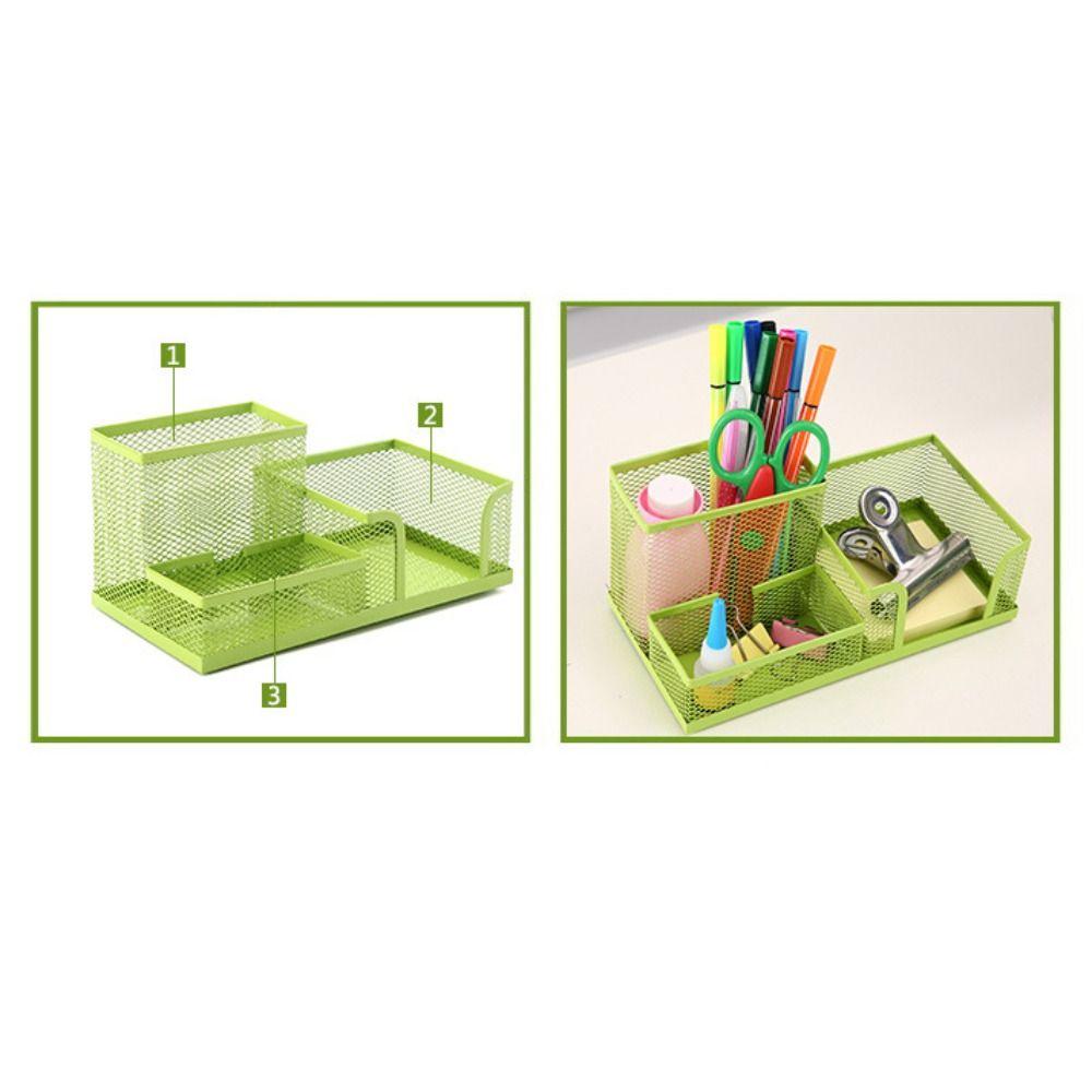 3/4 Grid Pencil Storage Box Large Capacity Desk Stationery Organizer  Office School Supplies