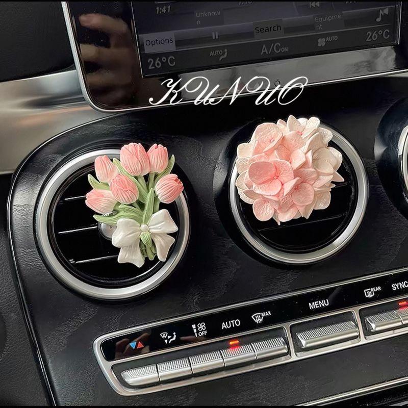 Butterfly Tulip Car Fragrance Diffuser Stone High-End Flower Car Air Vent Decoration Interior Ornament