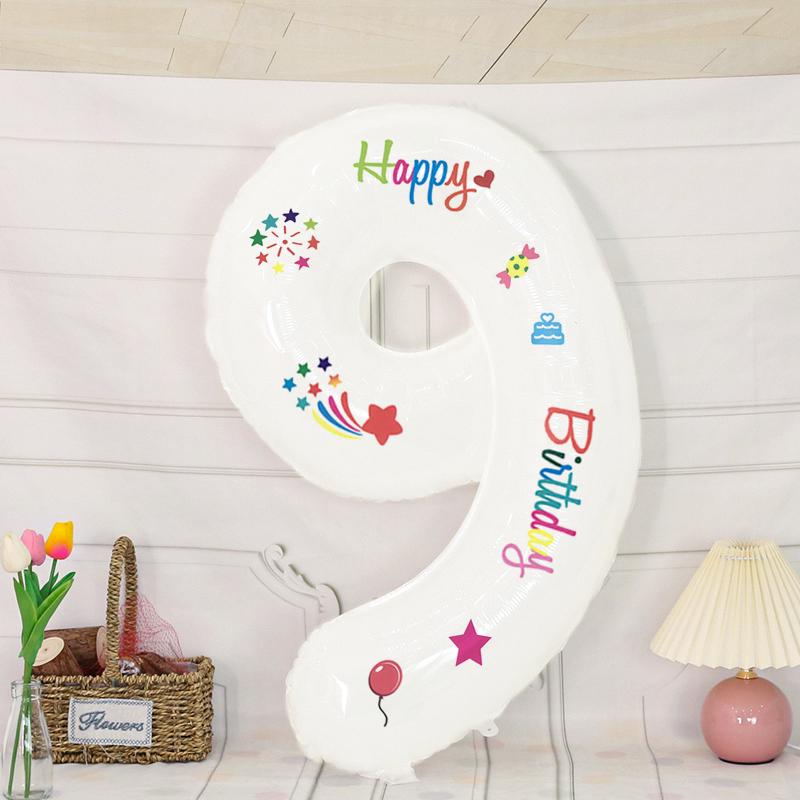White Outdoor Baby's First Birthday Number Balloons - Children’s Photo Prop and Birthday Decoration Scene
