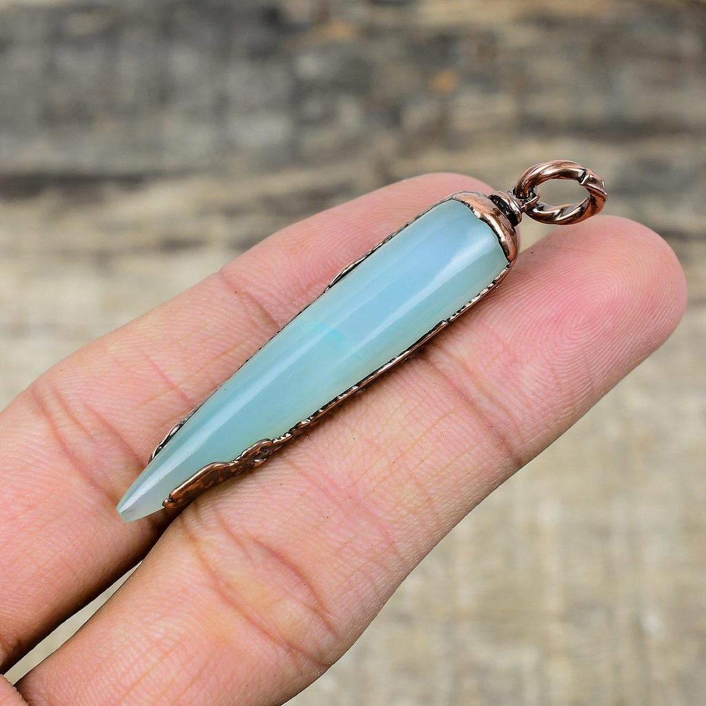 Aquamarin Anhänger Elektrogeformter Kupferanhänger Handgefertigter Schmuck Natursteinanhänger Elektrogeformter Schmuck Geschenk für Mama Kupferschmuck