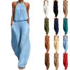 Women's Neck Loose Wide Leg Jumpsuit Vacation Beach Casual Romper for Summer