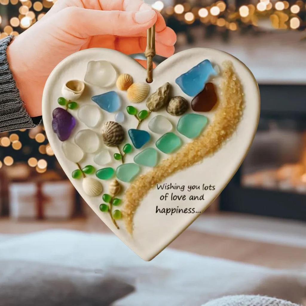 Heart Shaped Sea Ornament, Friendship Hearts Ornament, Friendship Keepsake For Christmas Tree & Ocean Themed Decor