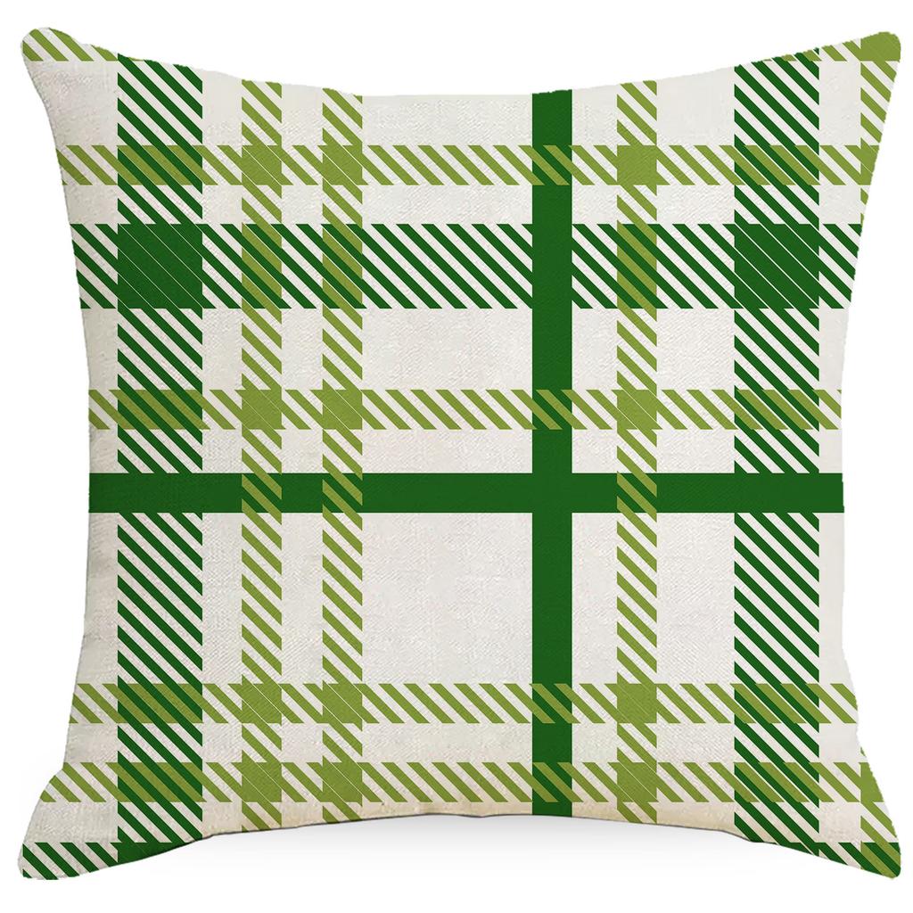 St. Patrick's Day Pillow Cover Four-leaf Crop Line Print Home Sofa Pillow Cover