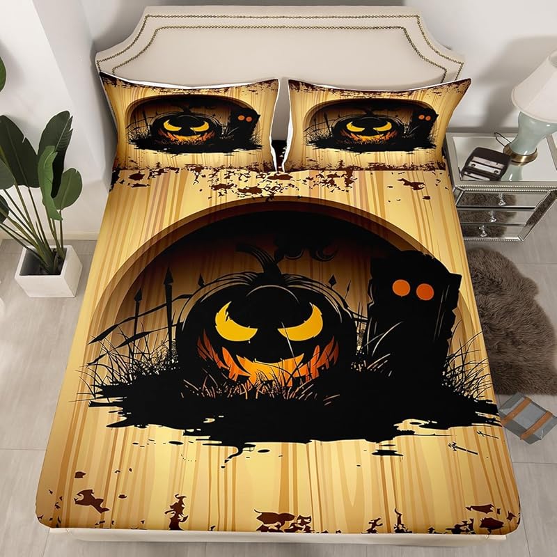 Cute ghost bedding set for boys, girls, teenagers, bats, pumpkin lanterns, Halloween