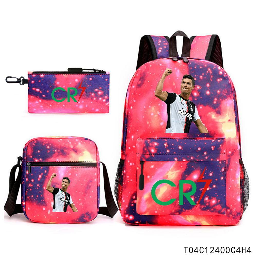 Luo Qixing Three-Piece Schoolbag, Male And Female Students Leisure Bag, Printed Large-Capacity Outdoor Backpack