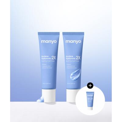 Manyofactory Azulene Hyaluronic 2 X Soothing Dual Cream 60ml X 2  + Free Jelly Cleanser 10ml 