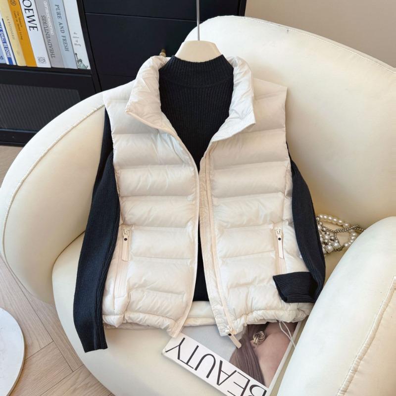Women S Loose Short Sleeveless Stand Collar Vest For Autumn Winter Daily Wear