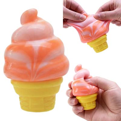 Mini Ice Cream Cone Squeeze TPR Stress Relief Toy Cute Fidget for Kids Adults Soft Slow-Rising