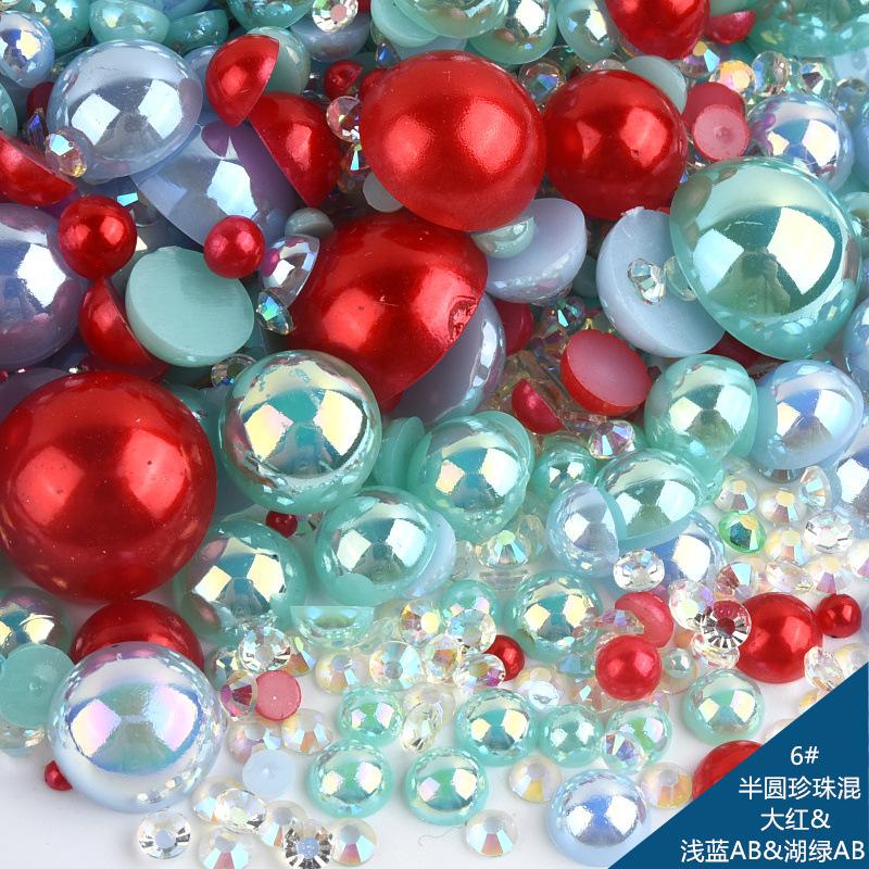 

Смешанный полукруглый жемчужный АБС-каучук с плоским дном, бриллиантовый набор, имитация жемчуга, смешанный размер, аксессуары для ювелирных изделий своими руками 500g/bag (random size)