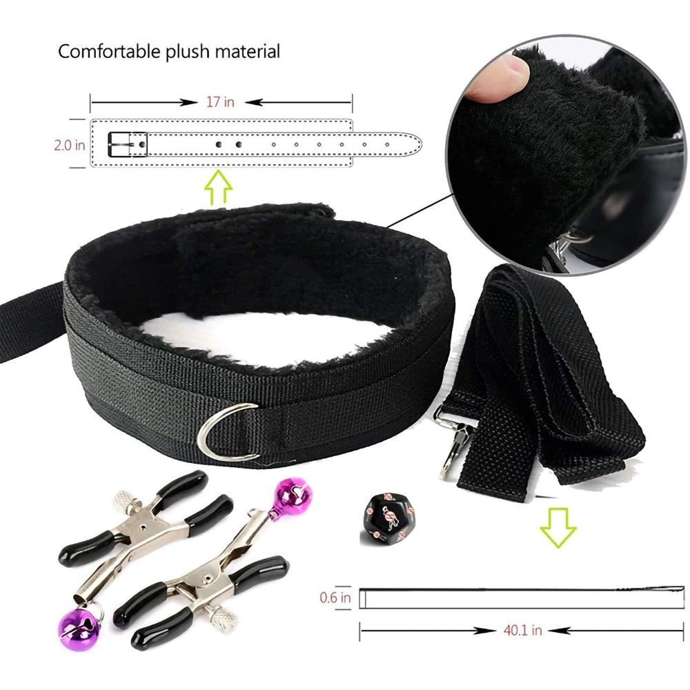 Hot Exotic Bed Bondage Set BDSM Kits Exotic Sex Toys For Women Adults Games Leather Handcuffs Whip Gag Nipple Clamps Sex Shop2