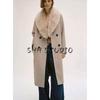 Spring New Arrival Women's Faux Fur Effect with Belt Fashion Polo Collar Coat Outwear 3046353