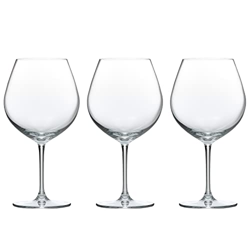 Toyo Sasaki Glass PALLONE Burgundy Wine Glasses, 725ml, Set of 3, Dishwasher Safe, Shatter-Resistant, Good Design Award Winning, Suitable for Red and