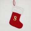 High-End Red Christmas Knitted Stockings with 26 Letters for Gifts & Decorations