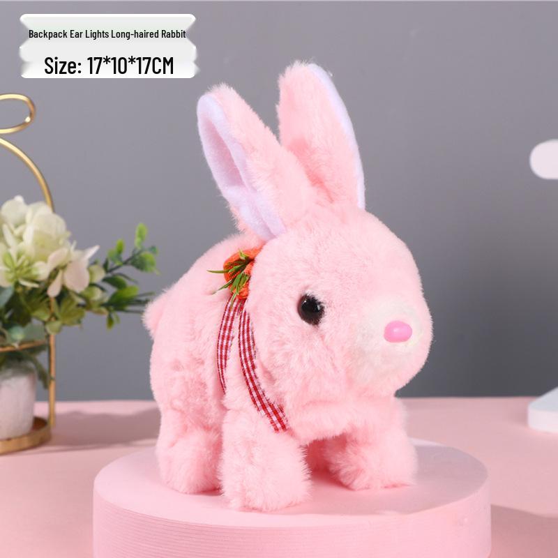 Interactive White Plush Rabbit Toy: Walks, Cries, and Moves Ears