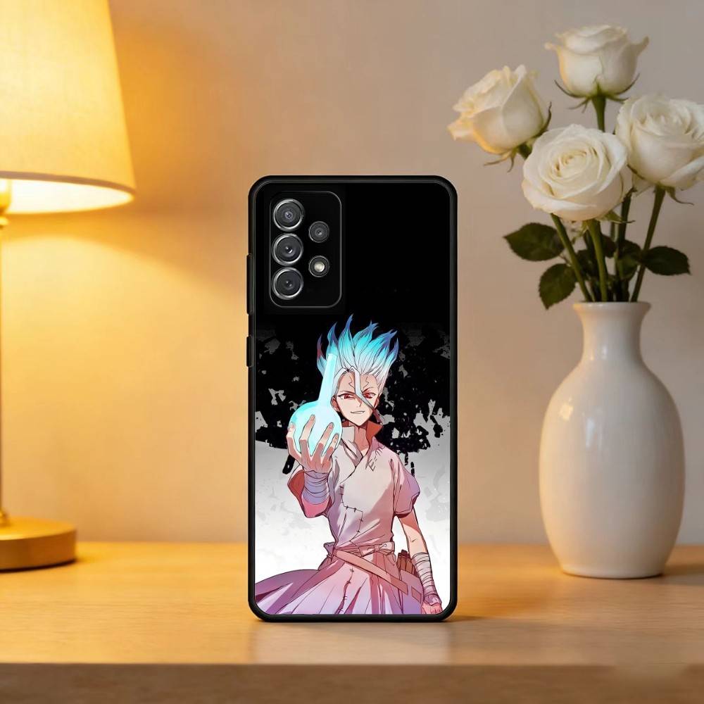 D-Dr S-STONE Anime Soft Silicone Black Cover Phone Case For Samsung Galaxy A73,A72,A71,A70,A53,A52,A51