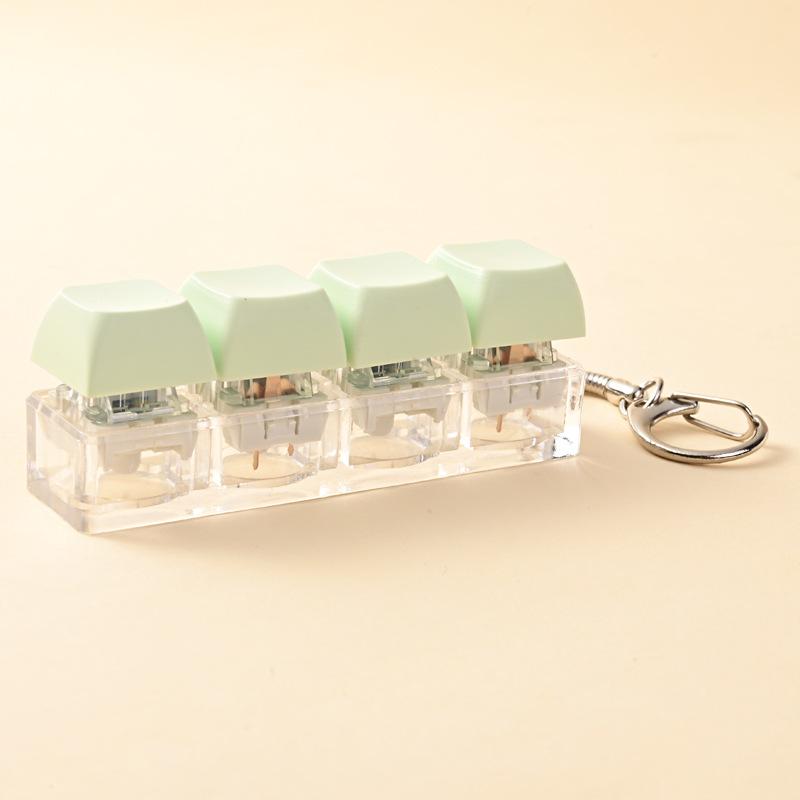 4 Tasten Tastenkappe zur Stressbewältigung für Erwachsene Fidget Spielzeug Schlüsselanhänger 4 Tasten Tastatur Fidget Gadgets Spielzeug DIY Tastatur Schlüsselanhänger Spielzeug