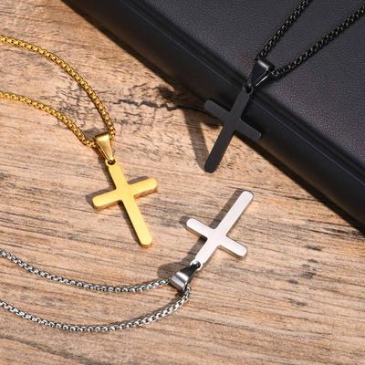 Kreuz Anhänger Halsketten für Männer Jungen, Edelstahl Gliederketten Halsketten, Klassische Schmuck Accessoires Geschenke