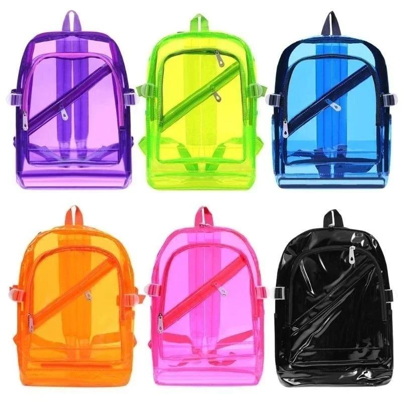 Korean Version of Women's Spring and Summer Plastic Candy Color Transparent PVC Backpack with Jelly for Both Shoulders Wholesale