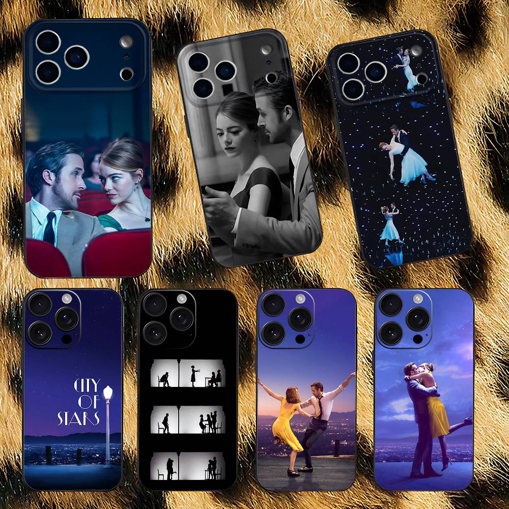 Funda de Teléfono La La Land para iPhone 17,16,15,14,13,12,11,Pro,XS,Max,XR,Plus,E,SE4,Mini Cubierta Blanda Negra