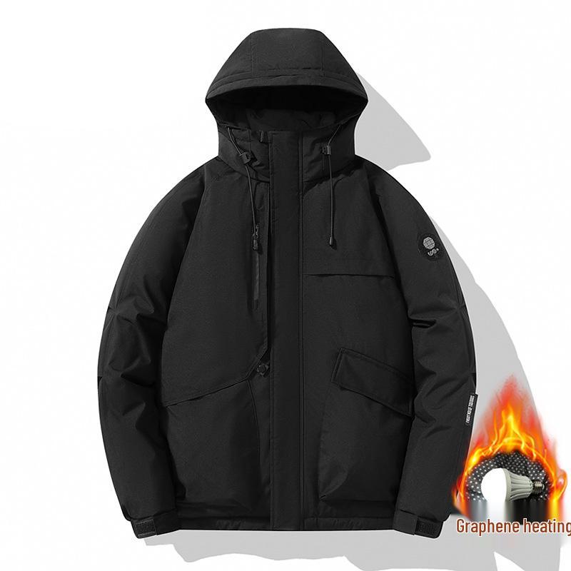 

Men s Graphene Hooded Windproof Waterproof Cotton Jacket: Thick Warm Parka for Outdoor Work and Mountaineering in Autumn and Winter. M