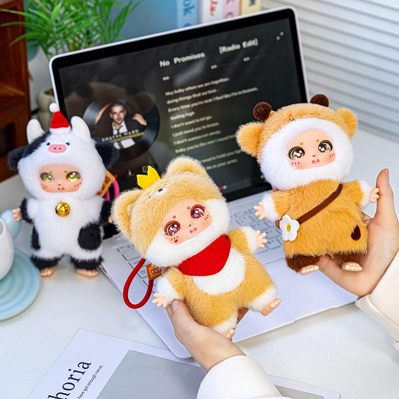 New fashion super cute vinyl face iron triangle animal plush toy tide play figure doll ornament gift