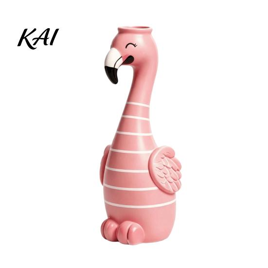 Durable Resin Sculpture Vase Cute Flamingo Decorative Vase, Pink Flower Holder Figurine, Small Tabletop Statue Decor Ornament for Dried Artificial