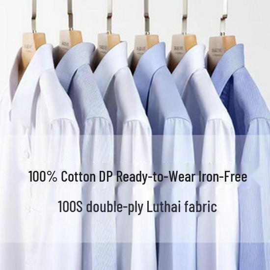 Men's Non-Iron Long-Sleeve Striped Cotton Shirt - Professional and Casual in White
