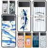 Hülle für Samsung Galaxy Z Flip 3 4 5 6 7 Faltbar Schwarzes Gehäuse Für Samsung Z Flip4 Flip5 PC Harte Abdeckung Sardinen Wasserprodukt