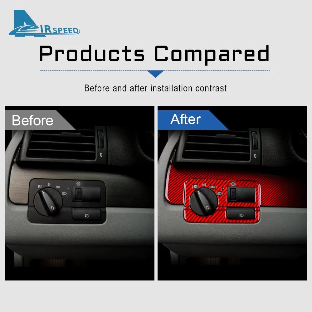 Carbon Fiber Headlight Switch Button Sticker for BMW E46 3 Series 1998-2006 Interior Decor
