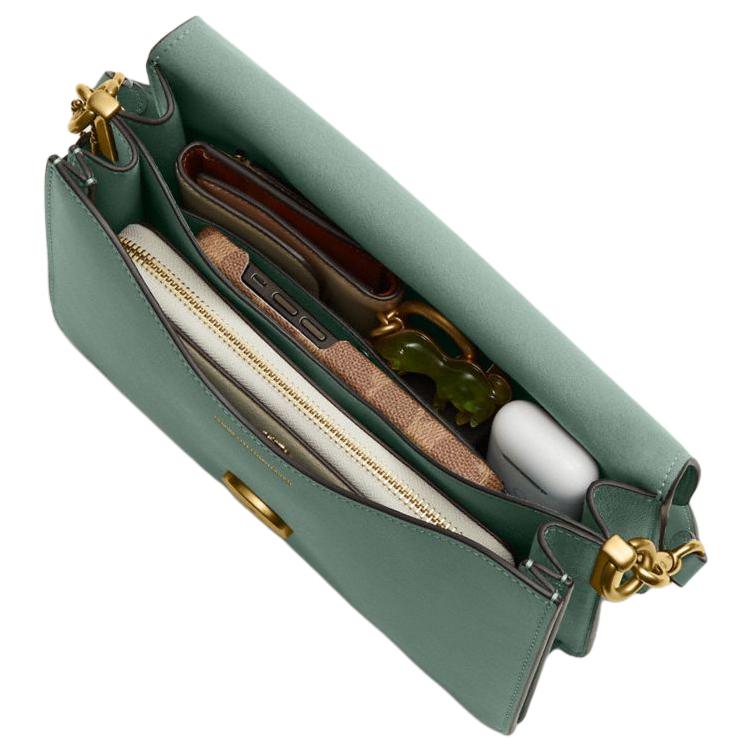 Coach Tygrysiasta Chain 26 Metalowe Logo Torba na Ramię z Łańcuszkiem Damska Torba na Ramię Szaro-Zielona CY919-B4SG