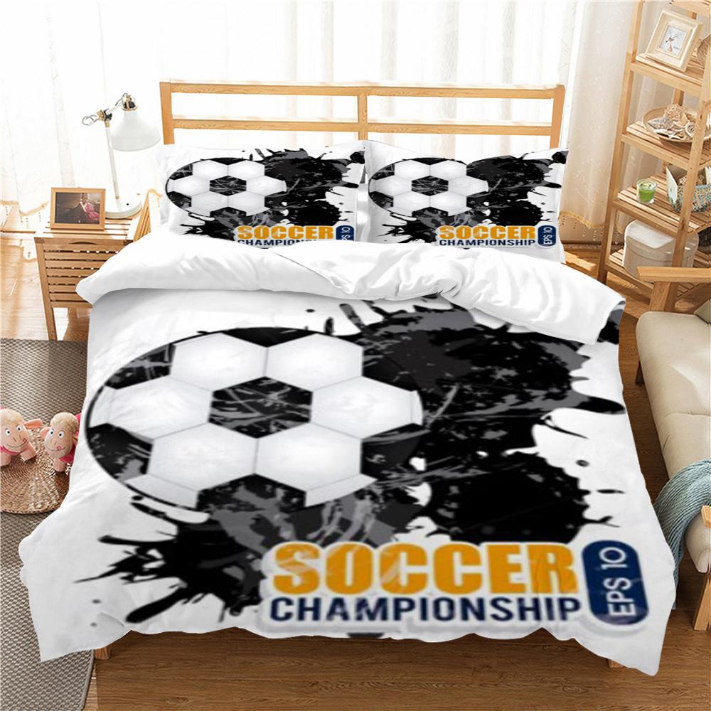 Soft Breathable Bedding Set Football Print 2/3pcs Duvet Cover Girls Boys Home Bedclothes Microfiber Quilt Covers Warm