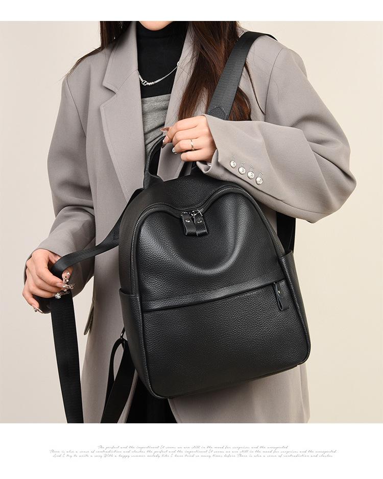 Damen vielseitiger Rucksack aus echtem Leder - Oberste Schicht Rindsleder, Großes Fassungsvermögen, Unifarben, Modische Reisetasche (Modell 2025)