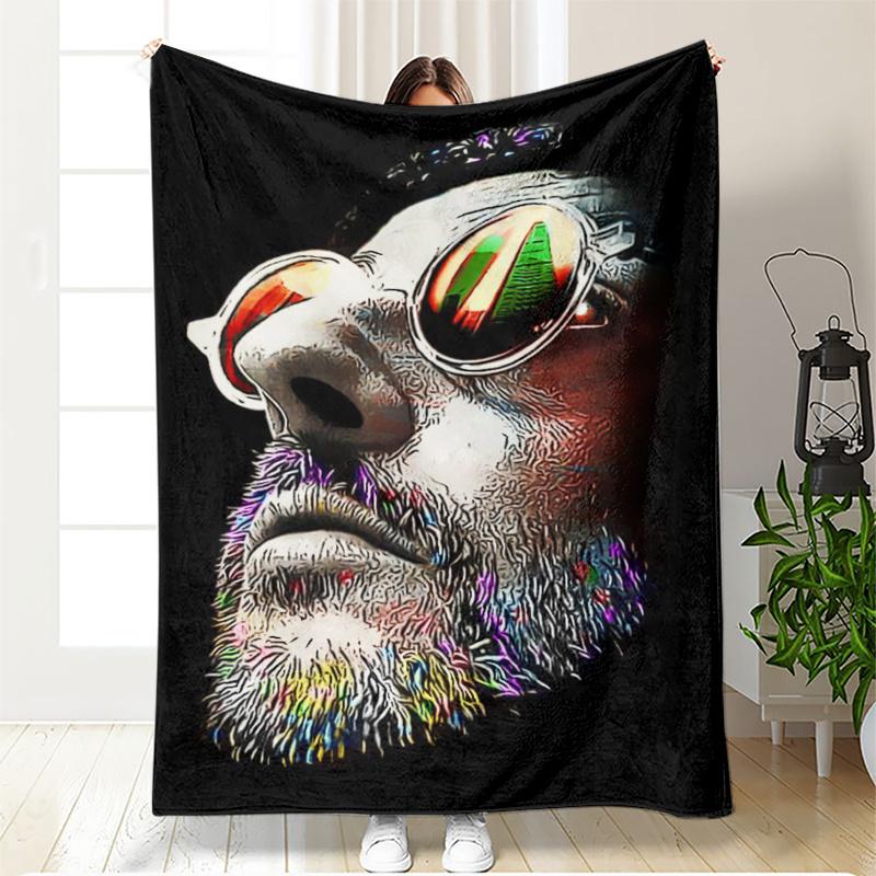

Vintage color portrait of a human face Flannel printed blanket suitable for all seasons for living room office sofa and travel 75x100cm (30x40inch)