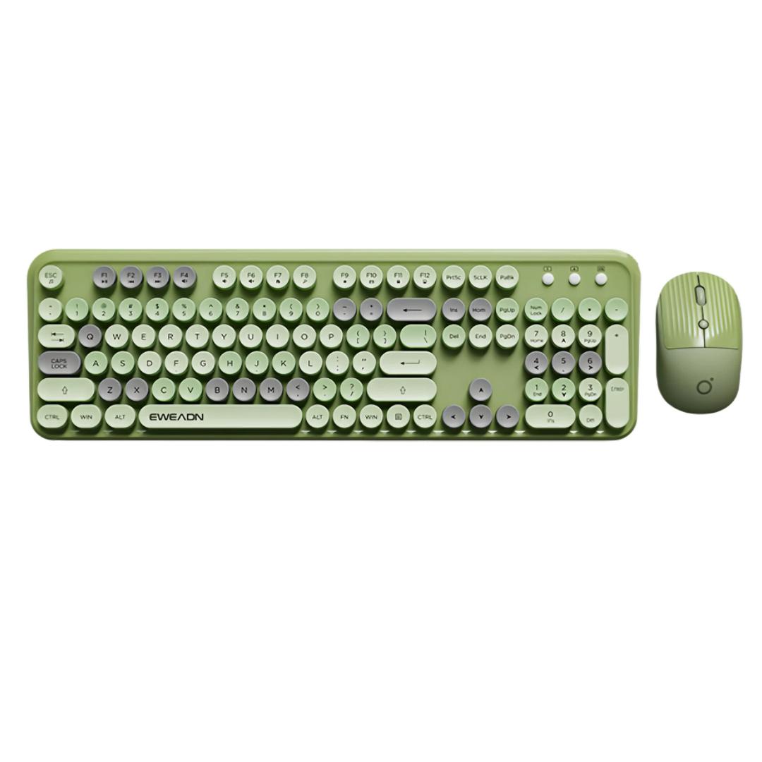 Eweadn Green Wireless Keyboard And Mouse Set, Mechanical Feel Wireless Keyboard And Mouse Set,