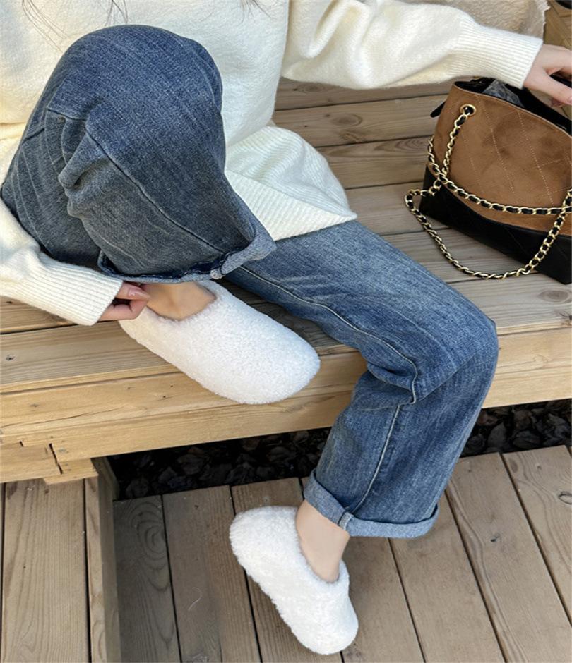 Baotou Mao Mao Slippers Shoes Women's 2025 Autumn and Winter New Fashion Versatile Fleece Warm Cotton Shoes Women