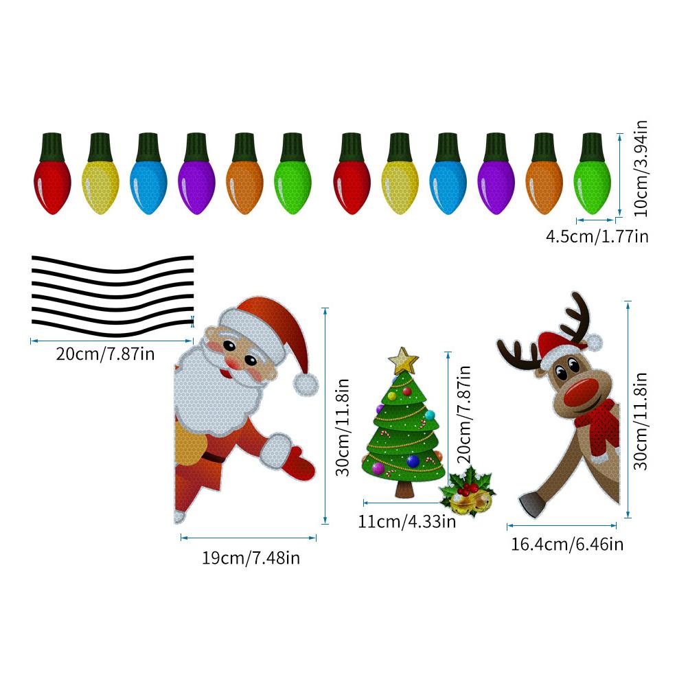 Christmas Light Bulb Tile Magnet Magnetic Lights for Car Magnets Reflective Soft Decorations Refrigerator Exterior