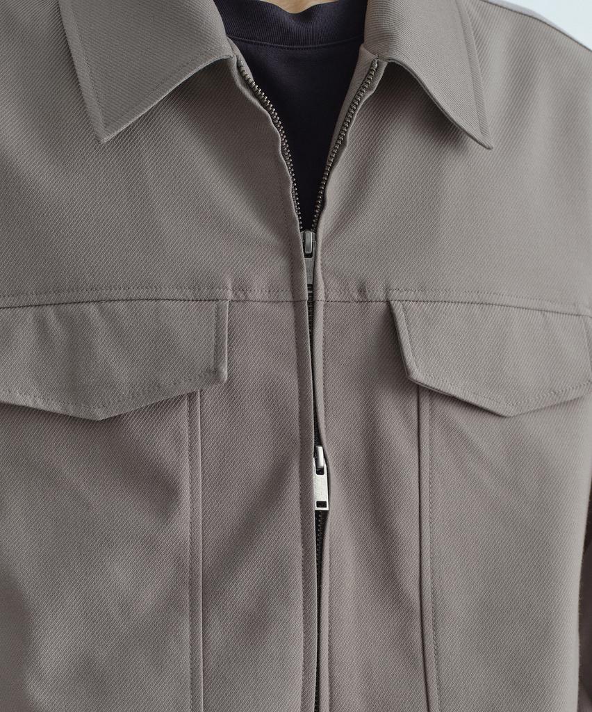 Musinsa Standard Whipcord Minimal Zip-Up Trucker Jacket [Grayish Beige]