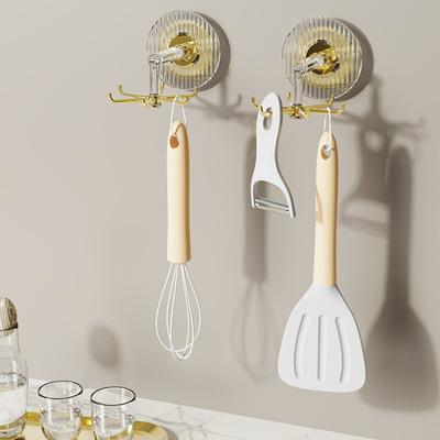 Kreativer stanzfreier Haken, drehbarer Vakuum-Saugnapf-Haken, Wandmontage, einfach zu installieren, für Küche und Badezimmer