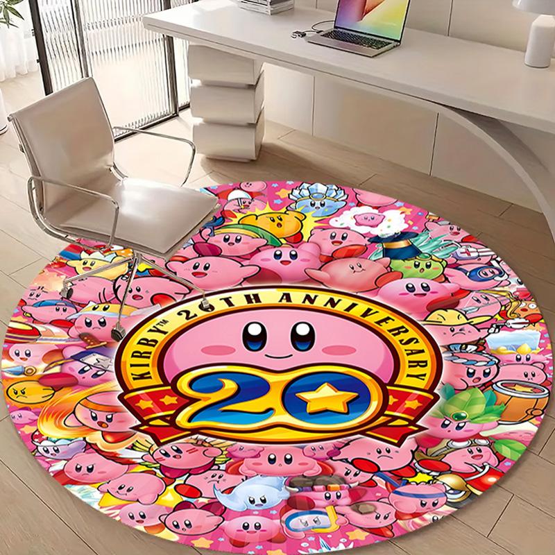 1pc Kirby1 Design Printed Area Round Carpet for Bedroom Living Room Home Decor Rugs Mat Non Slip Mat Rug for Bedside