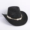 Popular European and American Classic Western Denim Straw Hat, Men's and Women's Fashion Outdoor Sunscreen Sequined Straw Hat