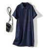 Original Order Orders Exported To Japan! Harajuku Girls Summer Raglan Sleeve Washed Cotton Denim Blue Large Pocket Open Line Dress Breathable